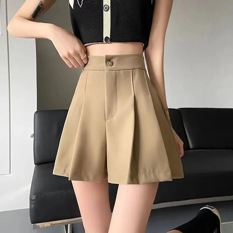 Cute Womens Shorts Black Kawaii Loose High Waist Boxer Wide Baggy Yellow Short Pants for Women To Wear Elasticty Cheap Vintage