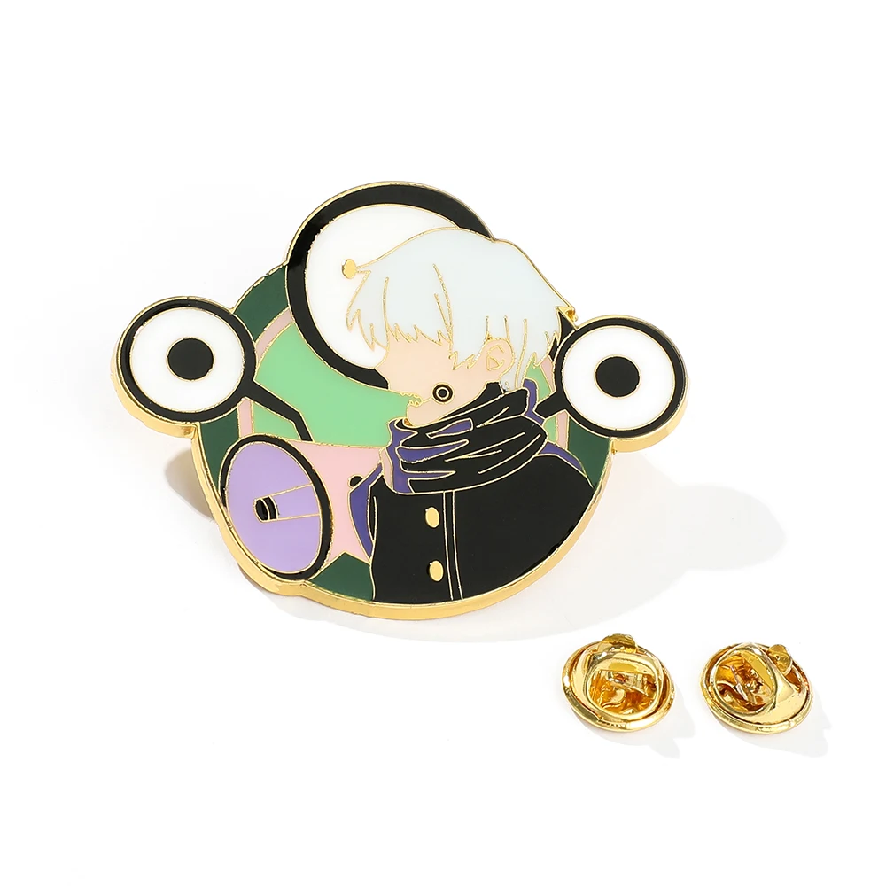 Эмалированные булавки с круглыми металлическими пуговицами в стиле аниме