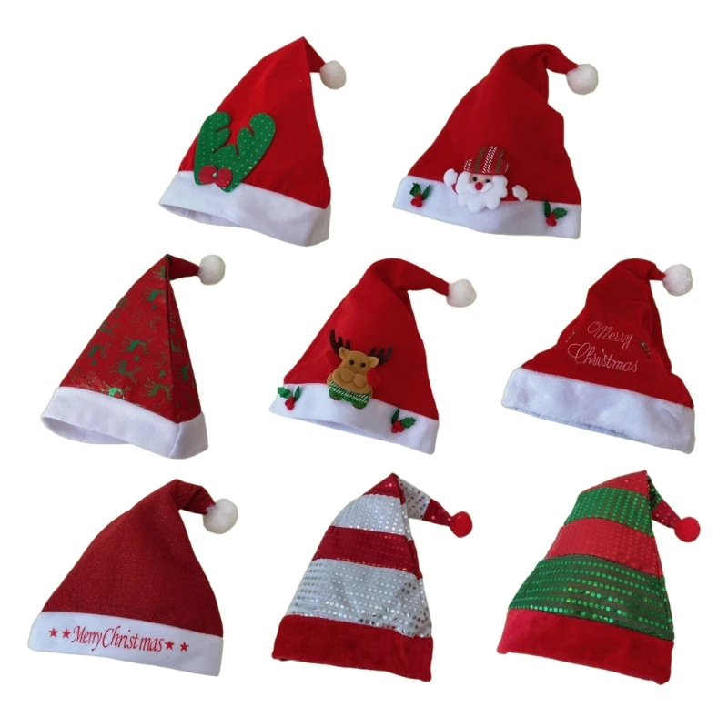 

Christmas Plush Santa Hat Unisex Cartoon Elk Antler Decor for Adults Teenagers
