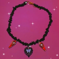 goth jewelry black heart butterfly necklace punk aesthetic egirl coffin skull pendant necklace women korean fashion accessories