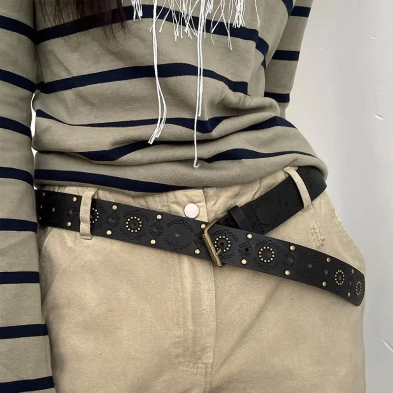 

Casual Alloy Rivet Belts Adult Temperament Pin Buckle Waist Belts Western Cowgirl Cowboy Fashion Belt for Jeans Skirt