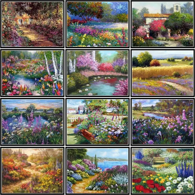 

Набор для рисования по номерам на холсте, с цветами