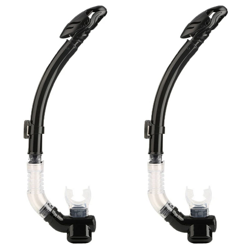 

2X Silicone Snorkel Full Dry Mouth Swimming Snorkel Und Erwater Sports Diving Equipment Black
