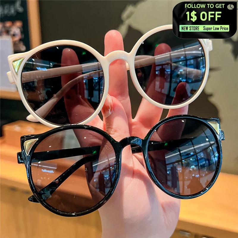 

Fashion Cute Round Frame Sunglasses UV400 for Children Cartoon Cat Ears Girls Boys Trendy Sun Glasses Retro Sun Shade Eyewear