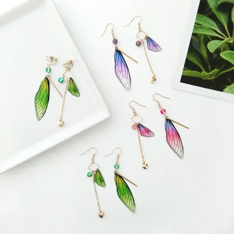 Серьги-подвески с крыльями бабочки