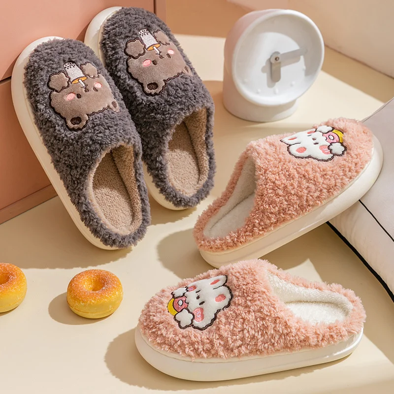 

Новинка, Осенние теплые пушистые тапочки для женщин 2023, домашняя обувь, Симпатичные плюшевые мягкие пушистые шлепанцы для пола, женские шлепанцы