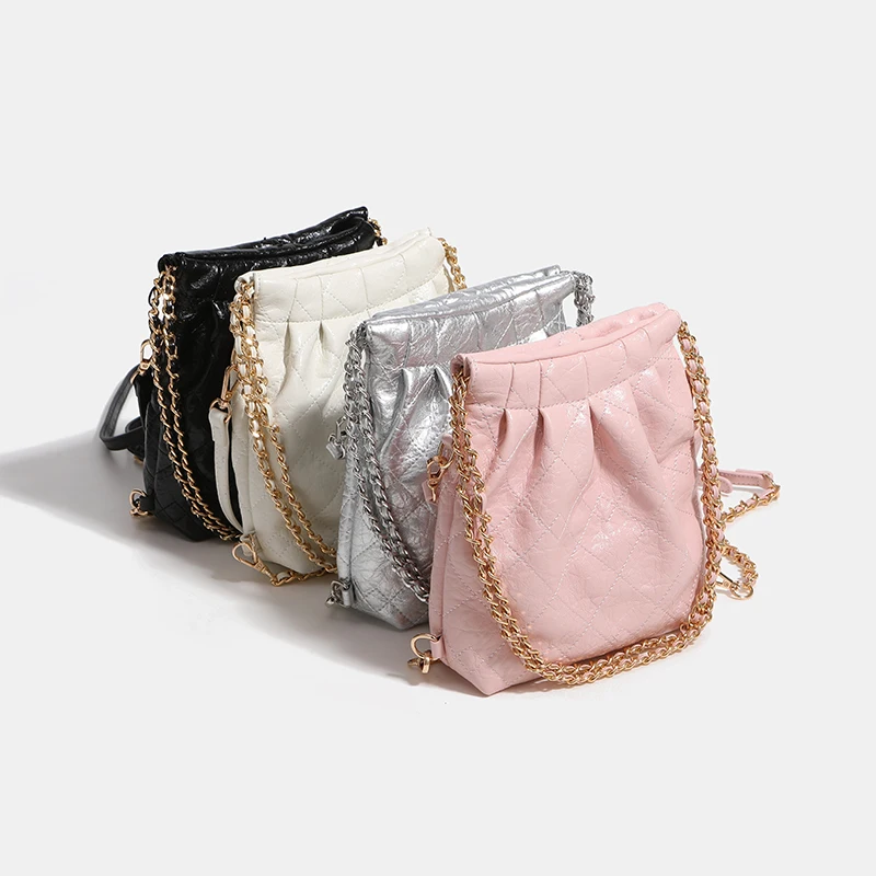 Сумка на плечо женская с металлической цепочкой роскошный саквояж кросс-боди из