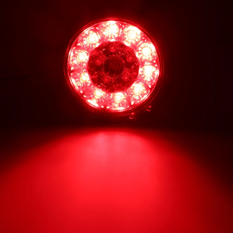 1x/2x Car Round LED Amber Red Taillights 16LED 12V/24V Brake Stop Running Reverse Backup Light Lamp For Car Truck Trailer Lorry images - 6