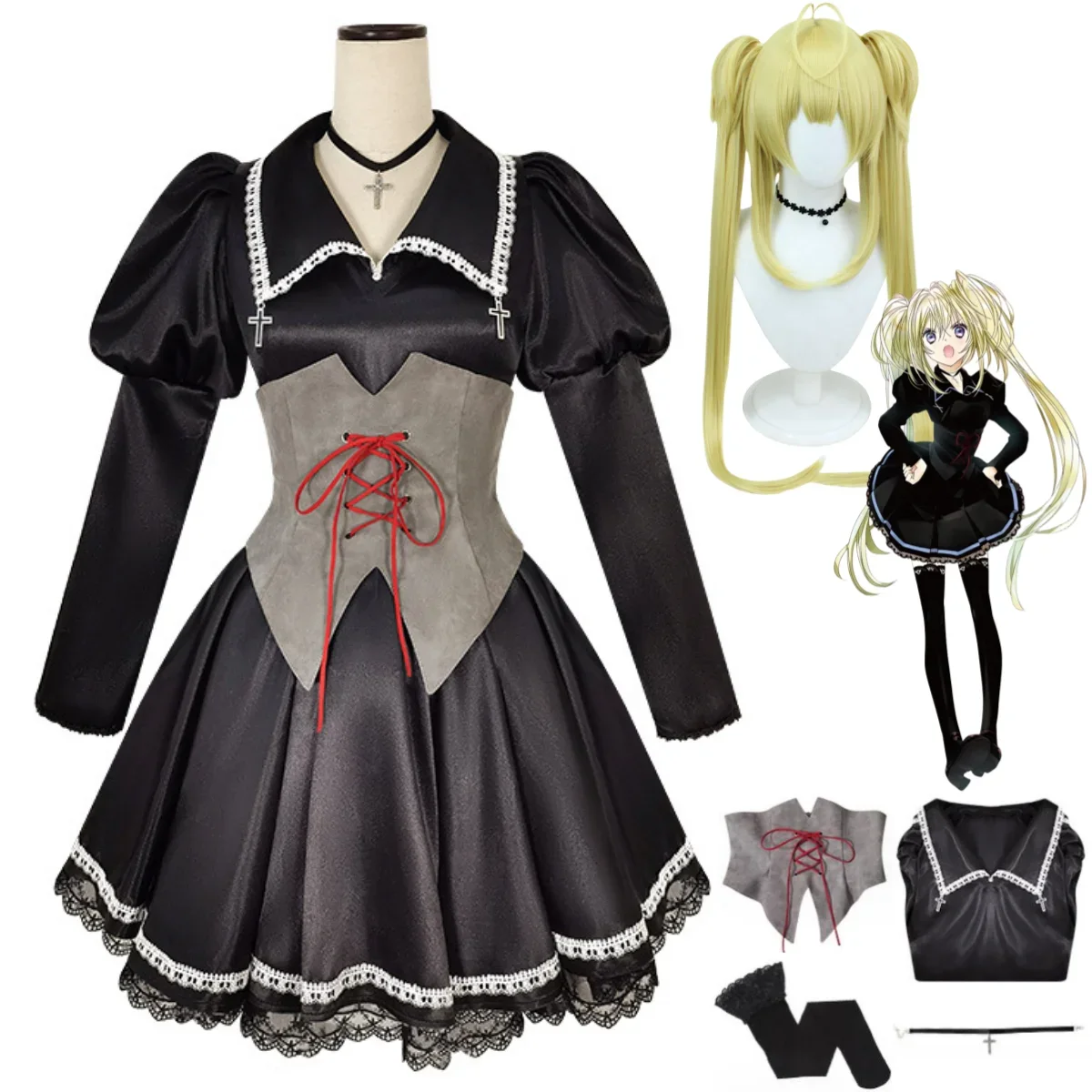 Аниме Shugo Chara Tsukiyomi Utau косплей костюм парик Черное вечернее платье Лолита взрослая