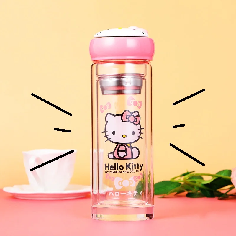 

Новый стиль Sanrio Аниме Фигурка Kawaii Hello Kitty двухслойная искусственная 400 мл портативная Милая мультяшная девушка кукла девочка Подарочный набор