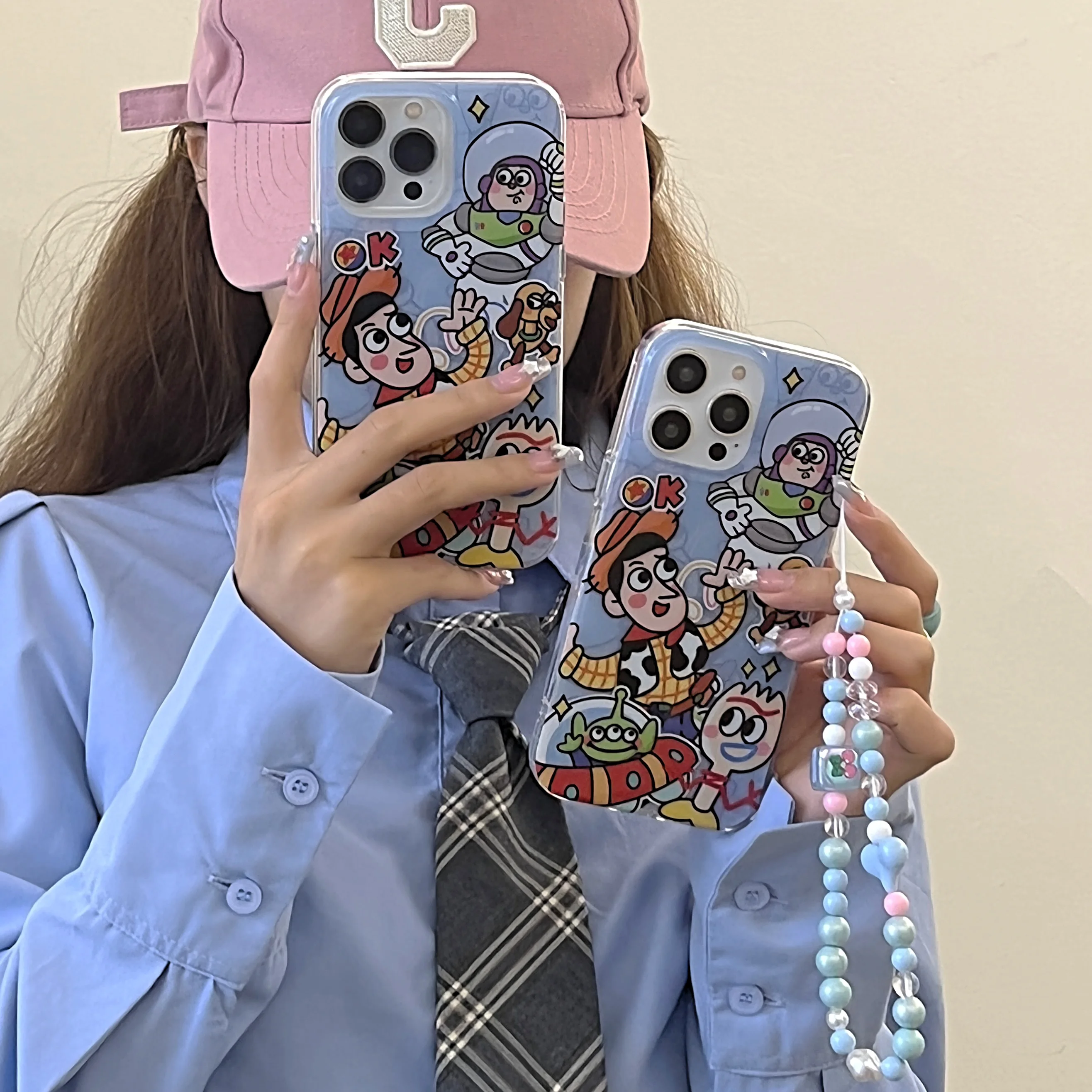 

Cute Disney Toy Story Buzz Lightyear Woody with bracelet cartoon Phone Cases For iPhone 14 13 12 11 Pro Max Back Cover