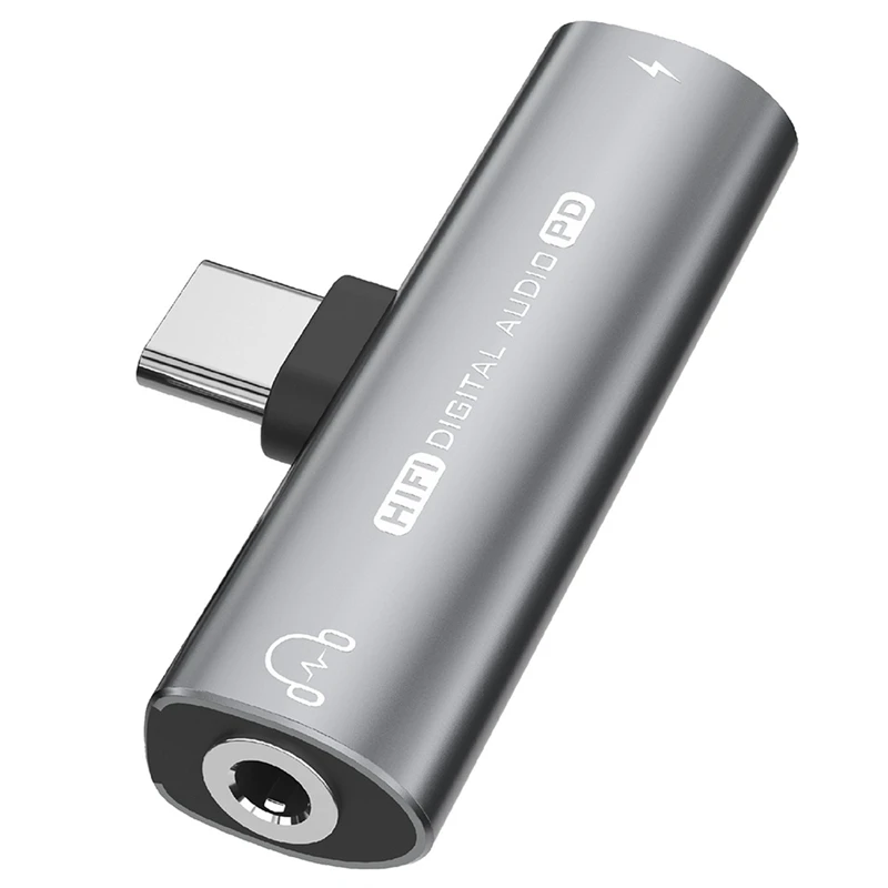Фото Адаптер для аурикуляров 2 en 1 USB tipo C a USB C/3,5 мм, конвертер аудио ЦАП 32 бит/384 кГц, декодификатор Digital PD2 №1