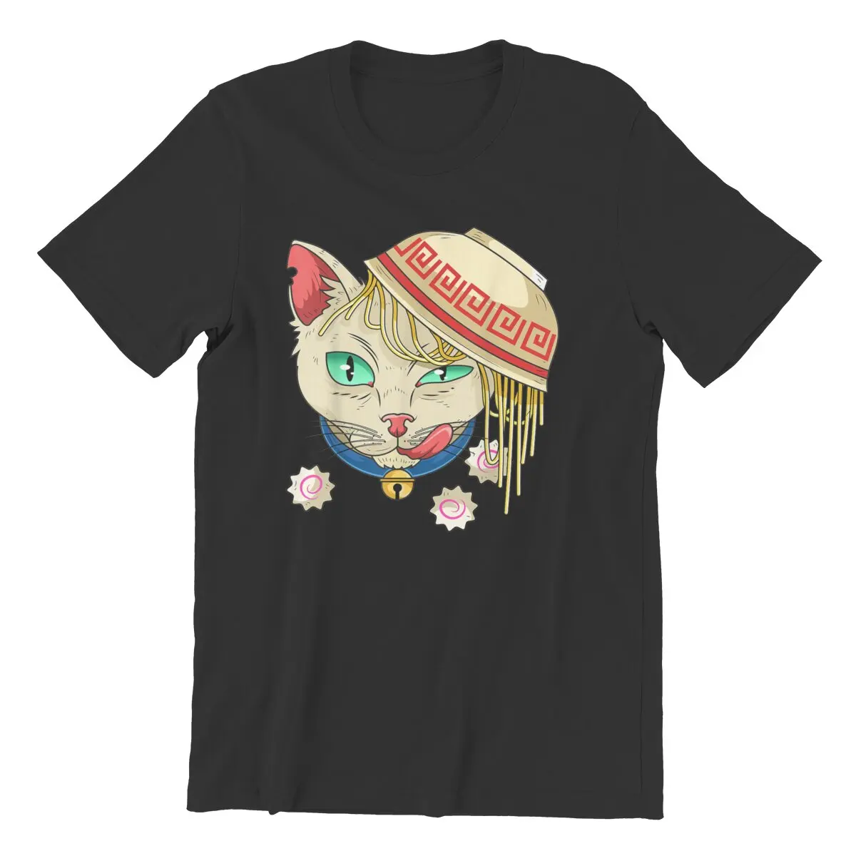 

Japanese Noodles Bowl Ramen Cat Men T Shirts Kawaii Ramen College Tees Sleeve T-Shirts Cotton Birthday Present Clothes