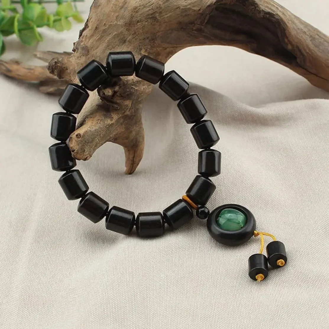 Креативный этнический браслет из черного дерева с бегового кольца уникальный