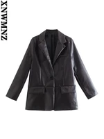 xnwmnz jackets for women 2021 fashion faux leather blazer coat vintage long sleeve female outerwear chic veste femme