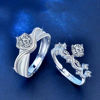 trendy 925 sterling silver 0 5ct d color moissanite princess and knight rings sets for lover couple jewelry diamond test pass