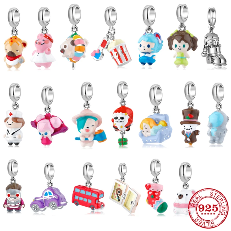 

DIY Gift 925 Sterling Silver Animal Car Game Character Pendant for Jewelry Making Fit Original Designer Charms Bracelets Bangles