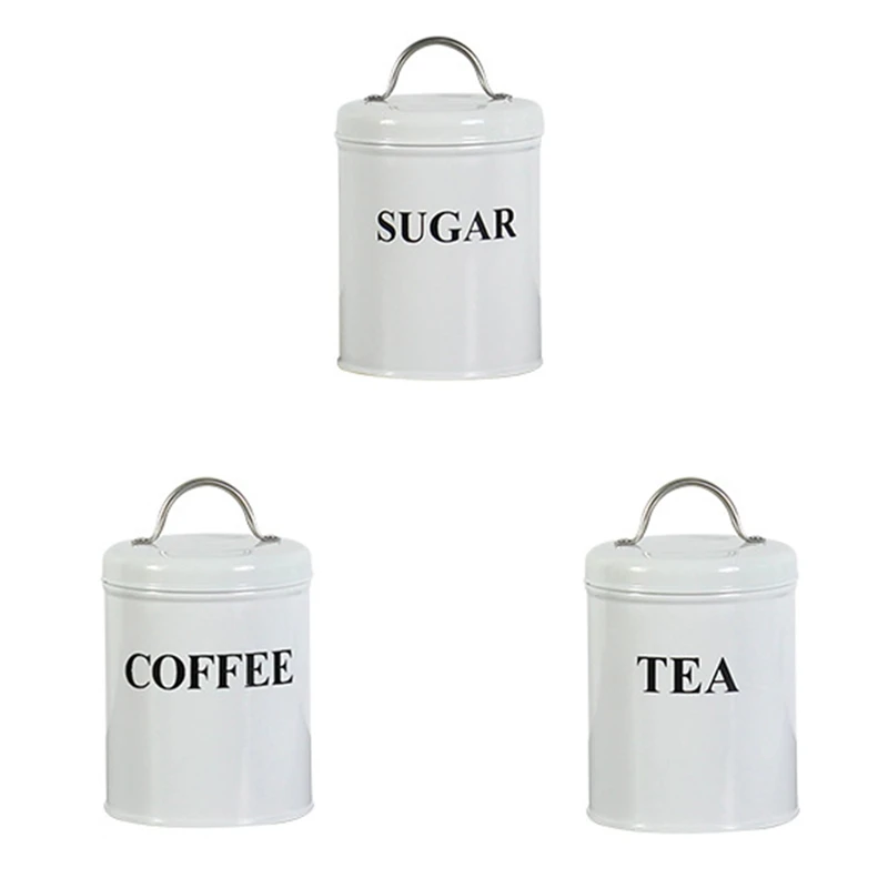 

Retail 3 Pieces Galvanized Iron Seasoning Canister Food Container Jar Kitchen Storage Box Condiment Pot Organizer With Lids