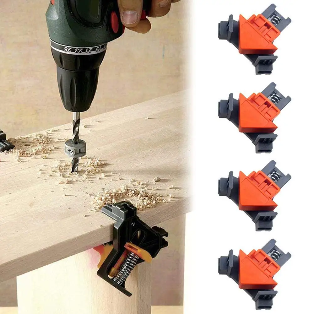 

4pcs Wood Angle Clamps 90 Degrees Woodworking Corner ClampRight Clips DIY Fixture Hand Tool Set for Taper,T Joints,Plate