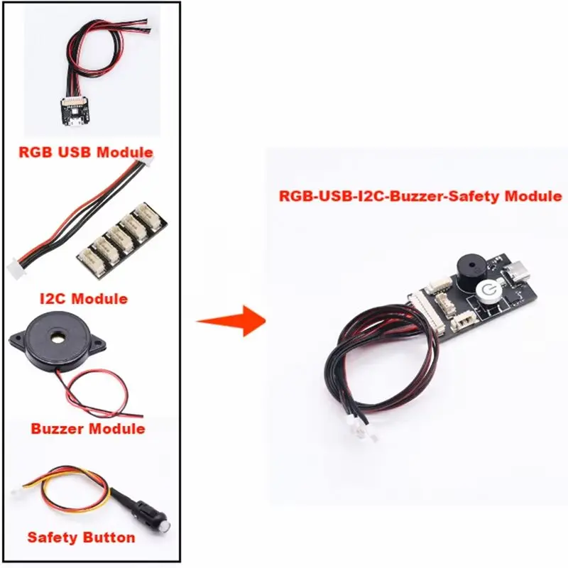 Фото DT23 RGB USB для I2C BUZZER Модуль кнопки безопасности для PIXHAWK 2.4.8 для Ardupilot ArduCopter ArduPlane FPV №1