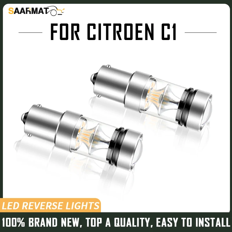 

SAARMAT, 2 шт., фонарь заднего вида, лампа заднего вида, лампа 1156 P21W BA15S Canbus, белая для Citroen C1 2006 2007 2008 2009 2010 2011-2012