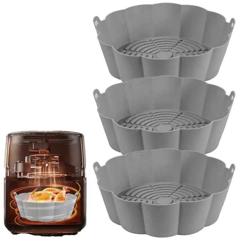 

Air Fryer Silicone Pot 3Pcs Food Grade Silicone Easy Cleaning Air Fryer Liners No Harsh Cleaning Air Fryer Baskets Replacement