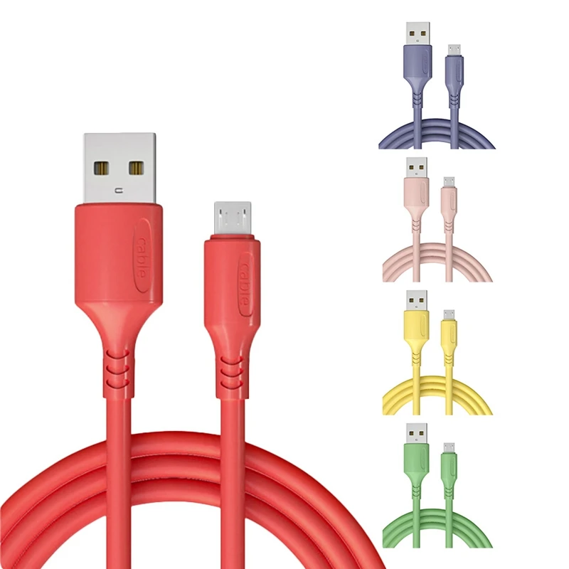 

ЦВЕТНОЙ кабель для передачи данных из жидкого силикона 1,8 м, подходит для микрофона, USB-кабель для быстрой зарядки, USB-кабель для передачи дан...