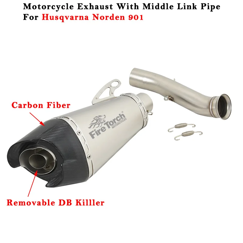 

Выхлопная система для мотоцикла Husqvarna Norden 901, модифицированный глушитель из углеродного волокна с средним звеньем трубы дБ Killer