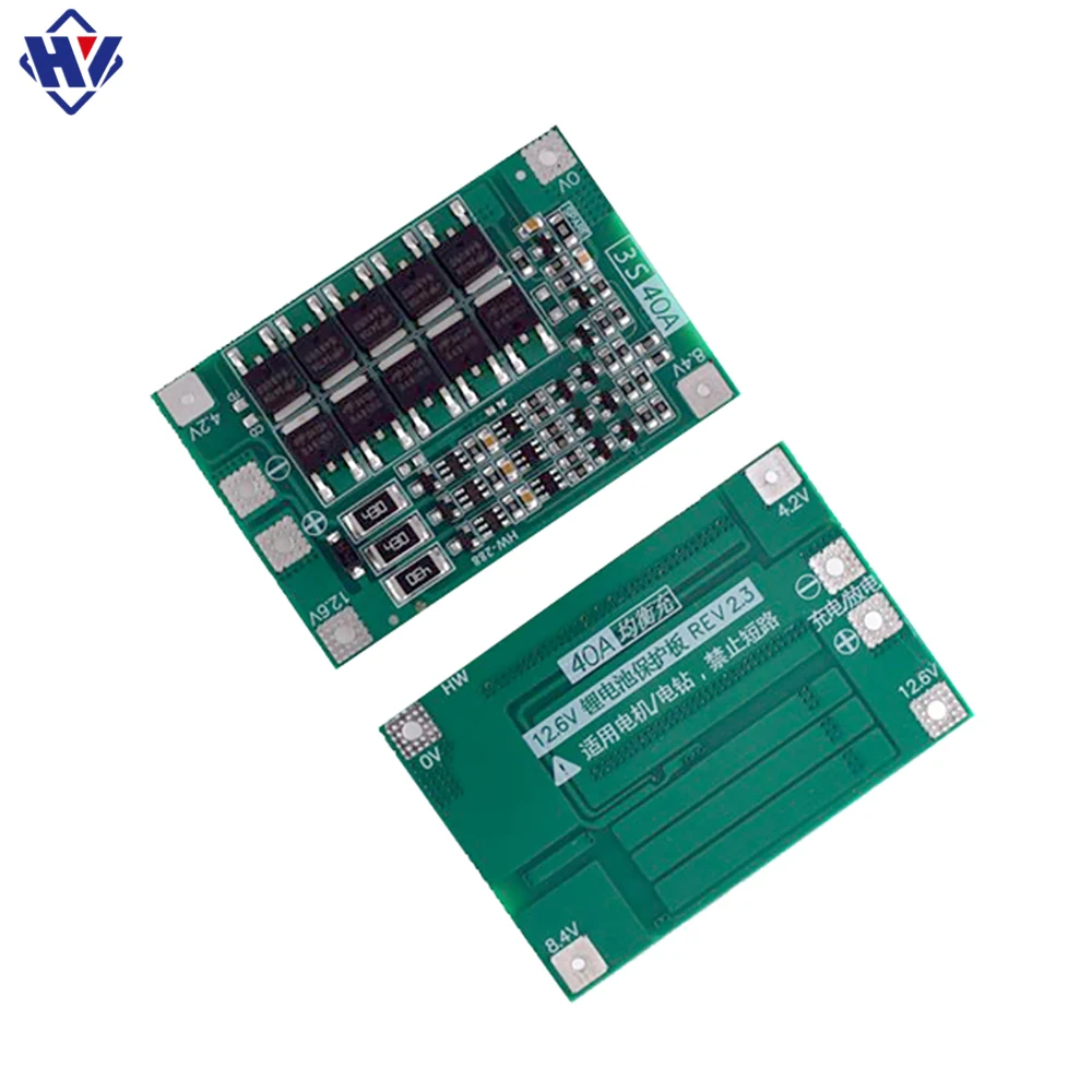 

3 series 11.1V 12.6V 18650 lithium battery protection board with equalization and startable electric drill 40A current