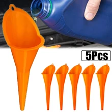 5Pcs Car Long Stem Funnel Gasoline Oil Fuel Filling Tool Anti-splash Plastic Funnel Motorcycle Refueling Tools Auto Accessories