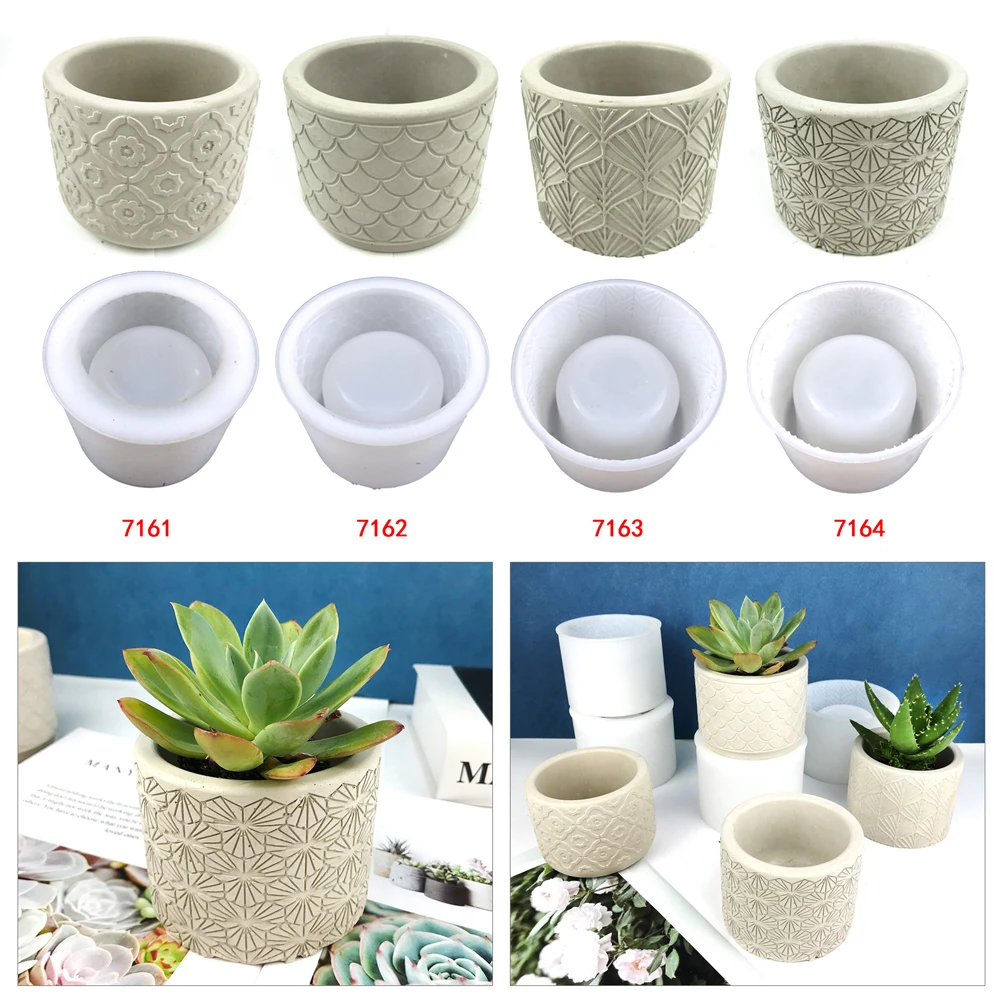 

Concrete Flower Pot Mold Silicone DIY Planter Pot Mold Cylinder with Leaf Etch Succulent Plants Pot Planter Mold Home Room Decor