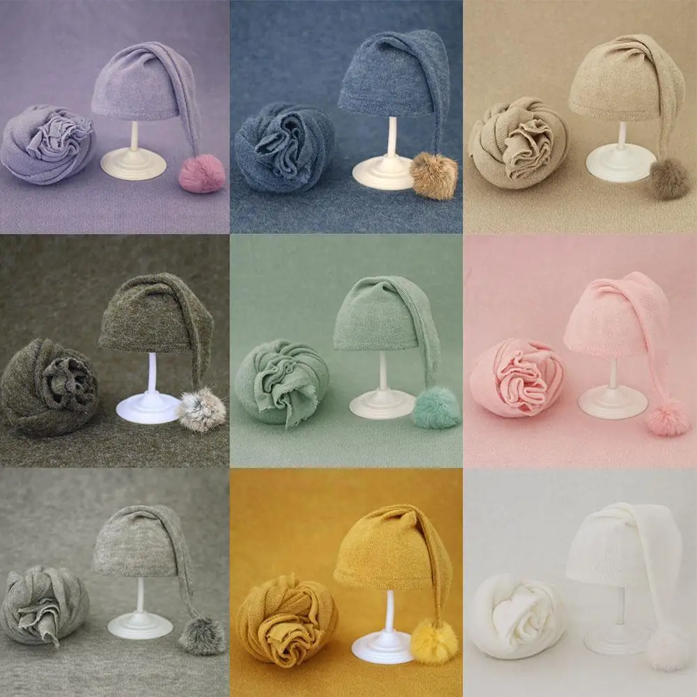 

Baby Turban Cotton Beanie 0-6M Infant Baby Swaddle Blanket Boy Girl Floral Baby Wrap headbands for Taking Photo F8X9