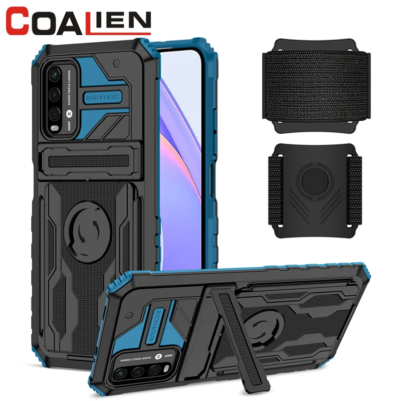 

COALIEN Shockproof Wristband Phone Case For Xiaomi POCO M3 Anti-Fall Armor Kickstand Protective Cover For POCO M3Pro M4Pro 4G
