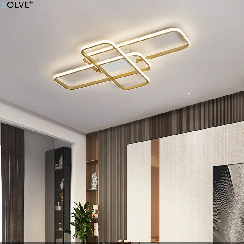 Minimalist Modern Led Ceiling Light Creative Rectangle Black/Gold  Living Room Bedroom Dining Room Decorative Lighting Fixtures