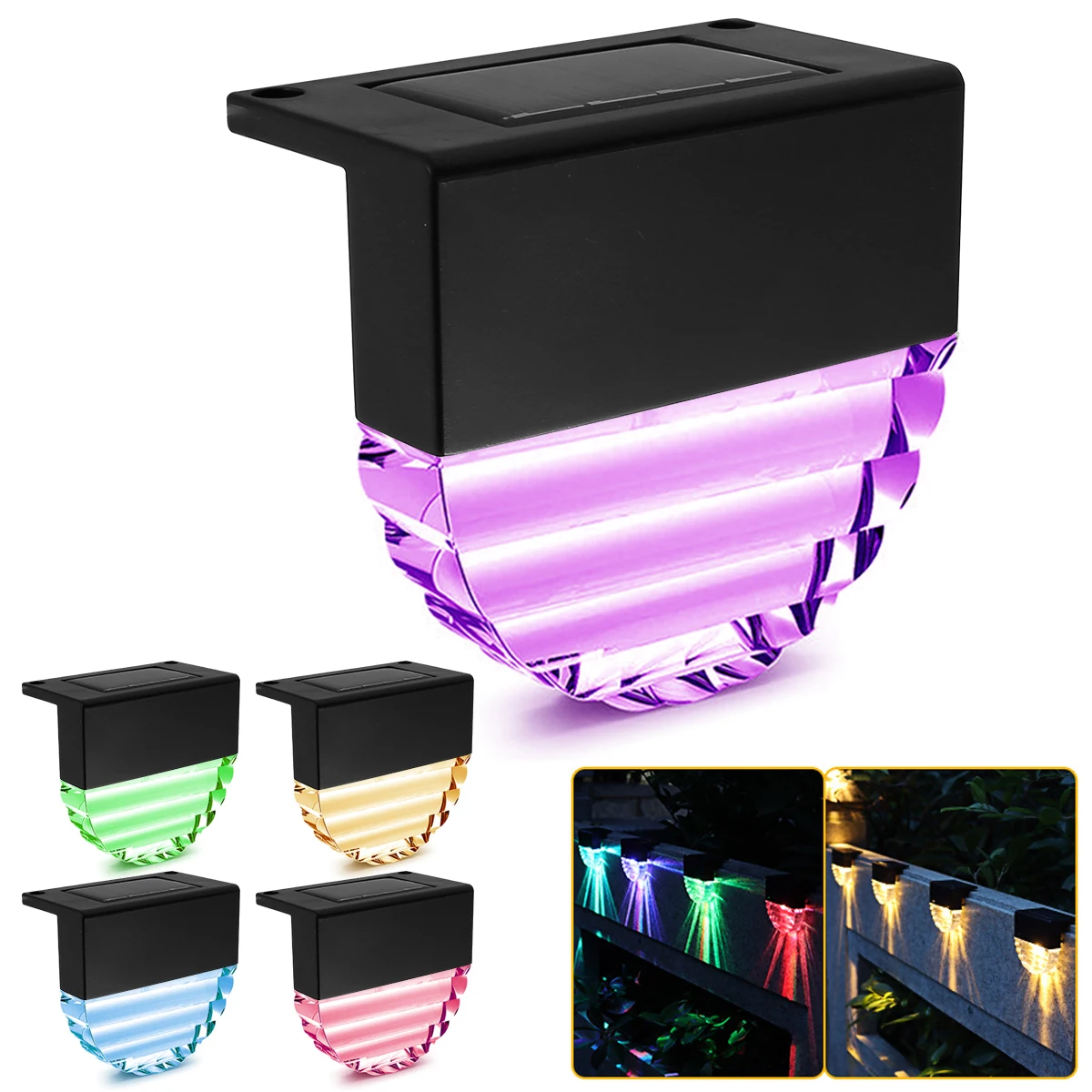 

4PCS LED Solar Lights Outdoor Lighting Garden Decoration Deck Light Wall Stairs Waterproof Fence Lamp Step Light Landscape Light