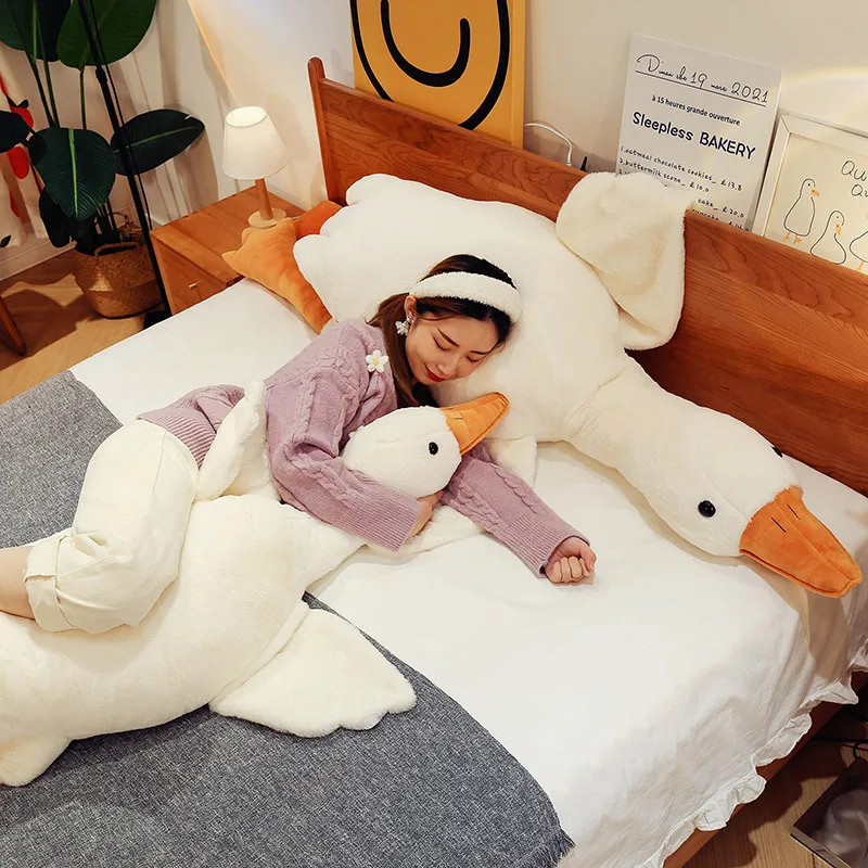 50-190cm Cute Big White Goose Plush Toy Kawaii Huge Duck Sleep Pillow Cushion Soft Stuffed Animal Doll Birthday Gift for Girl images - 6