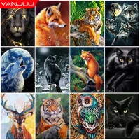 5d diy diamond painting kit wolf tiger cat fox animal picture full diamond inlaid embroidery craft cross stitch home decor gift
