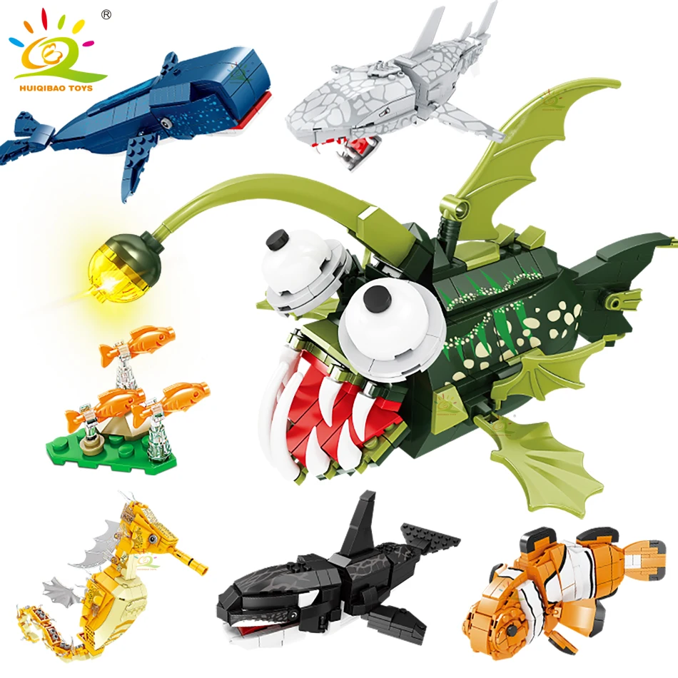 

Подводный мир, океан, животные, модель, строительные блоки, Акула, море, лошадь, Кит, Lanternfish, кирпичи, городская Строительная игрушка для детей