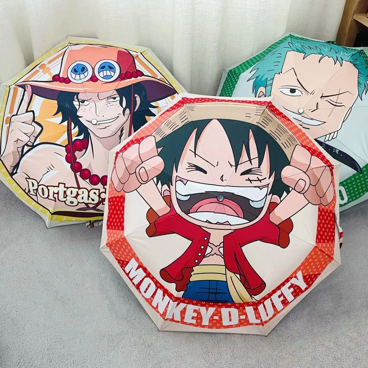 

One Piece Student Umbrella Automatic Sunny and Rainy Dual-use Vinyl Sunscreen Folding Student Cartoon Anime Parasol
