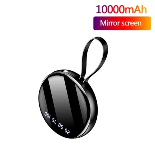

Mini 10000mAh Power Bank Digital Display Dual USB Ports External Battery Portable Powerbank Mirror Screen for Xiaomi