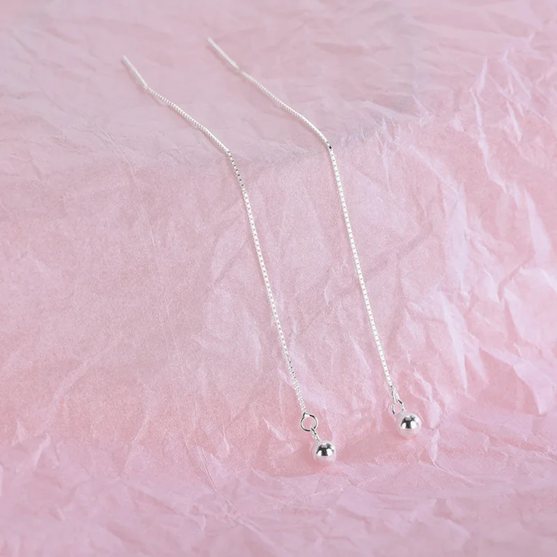 Женские серьги-гвоздики из серебра 925 пробы с бусинами