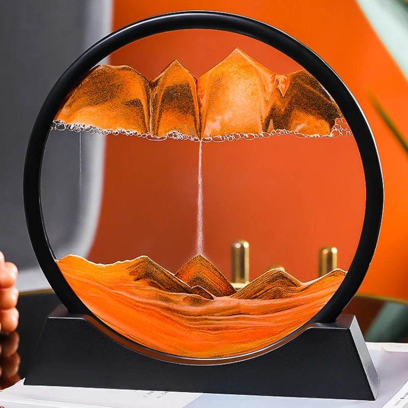 Домашний декор движущийся песок искусство картина круглая стеклянная 3D морская