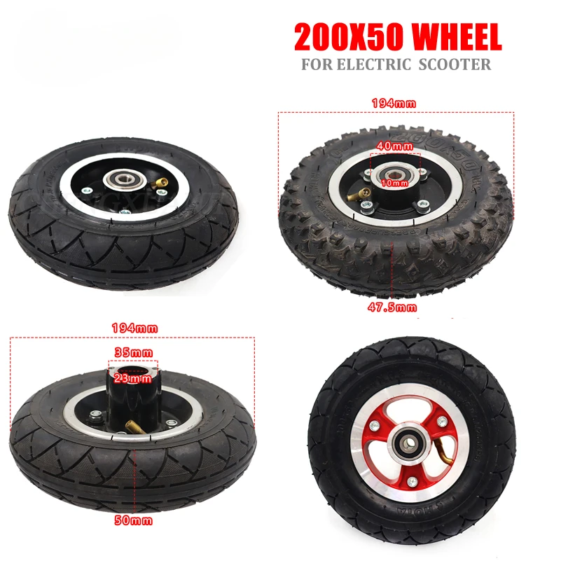 

200*50Electric Scooter Tyre With Wheel Hub8" Scooter 200x50 Tyre Inflation Electric Vehicle Aluminium Alloy Wheel Pneumatic Tire
