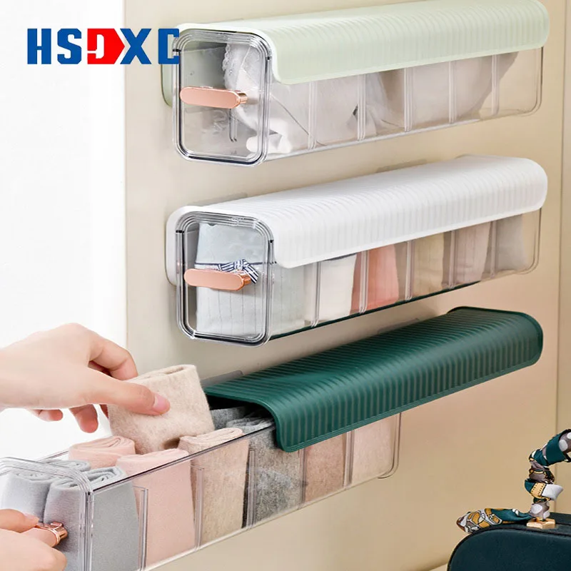 Прозрачный настенный ящик для хранения нижнего белья трусиков - Цена: 1026