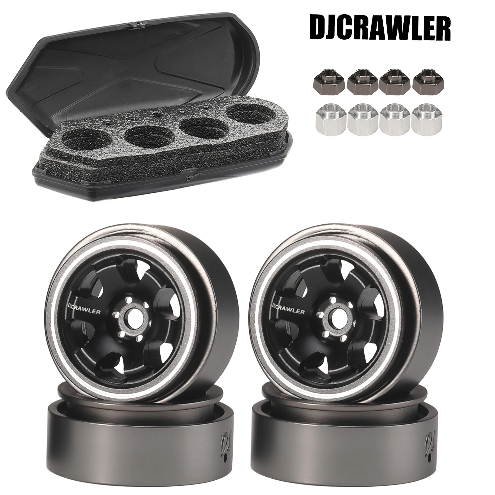 

4PCS 1/24 TE37 Aluminum Alloy Weighted Wheel with Adapters for TRX4M AXIAL SCX24 FCX24 RC Car Upgrade Accessories Parts