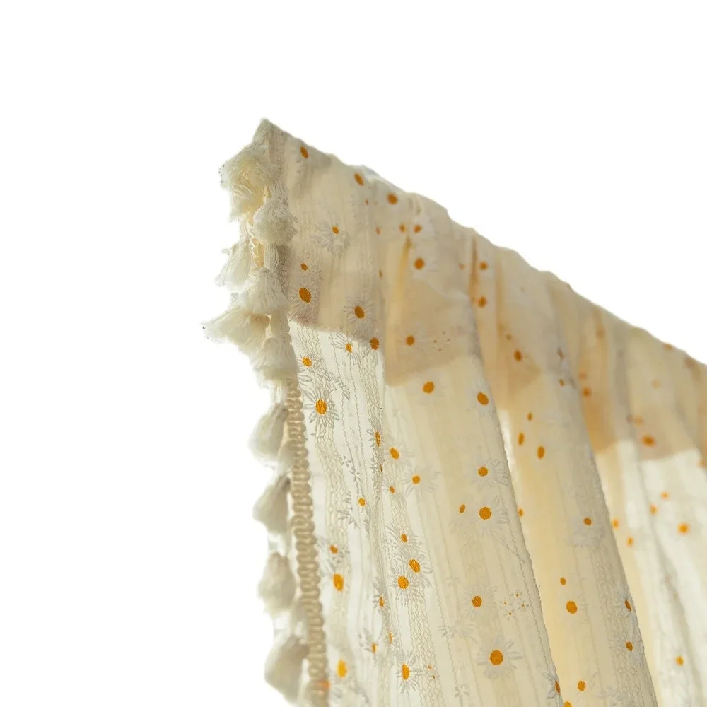 (071) Finished Pure Cotton Kitchen Short Curtain Floating Window Half