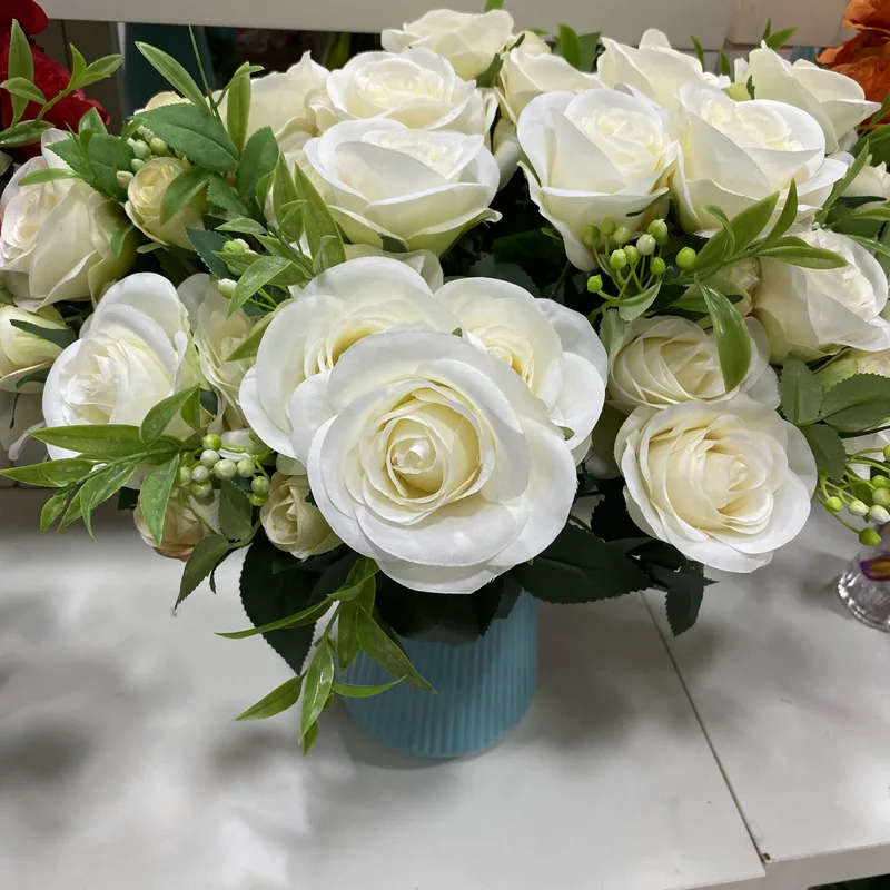 Ретро Имитация 10 голов Софи роза букет цветов Свадебный фон цветок стена Декор