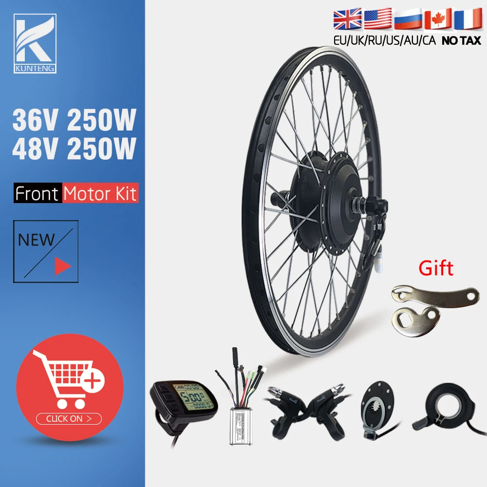 Electric Bike Conversion Kit 36V48V 250W Ebike Front Wheel Hub Motor Kit 16 20 24 26 27.5 28 29inch 700C Great Bicycle Engine