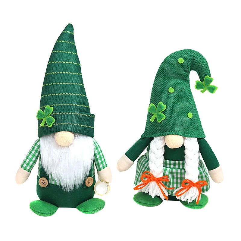 

2 Pieces St. Patrick's Day Gnome Irish Elf Scandinavian Tomte Handmade Swedish Nisse For Home Decorations
