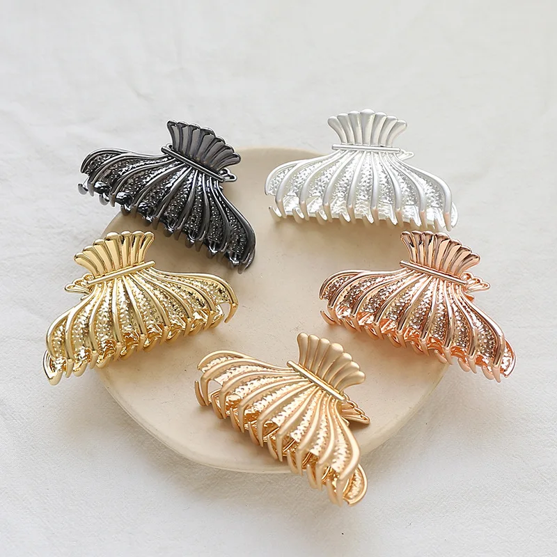 

7cm Hairpin Woman Large Alloy Metal Hair Claw Gold Plating Crabs for Hair Vintage Gunblack Hair Clips Rose Gold Hair Jewelries